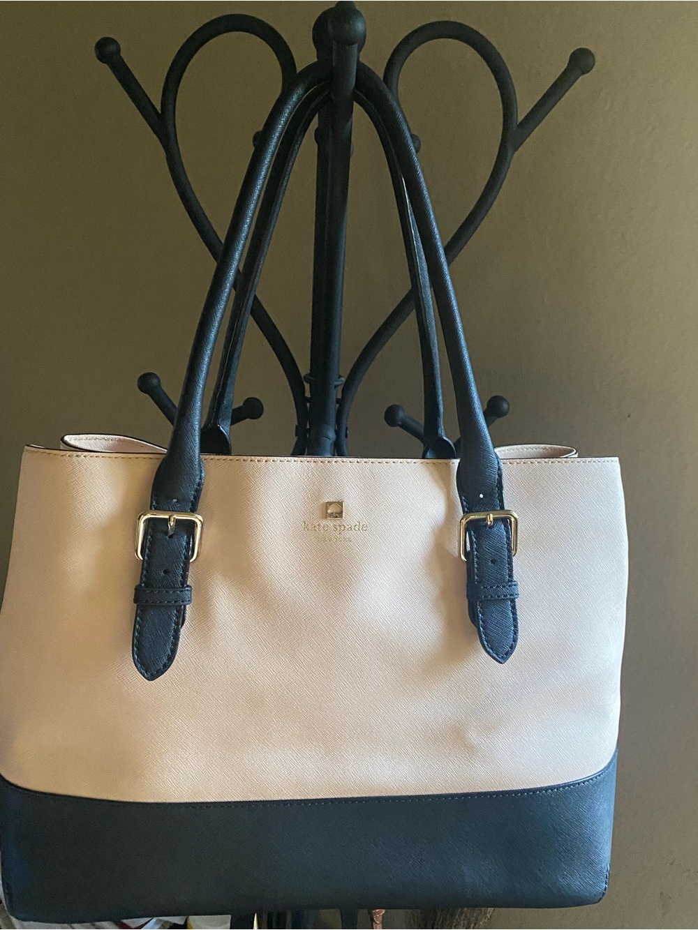 kate spade blush and Black Two-Tone Tote